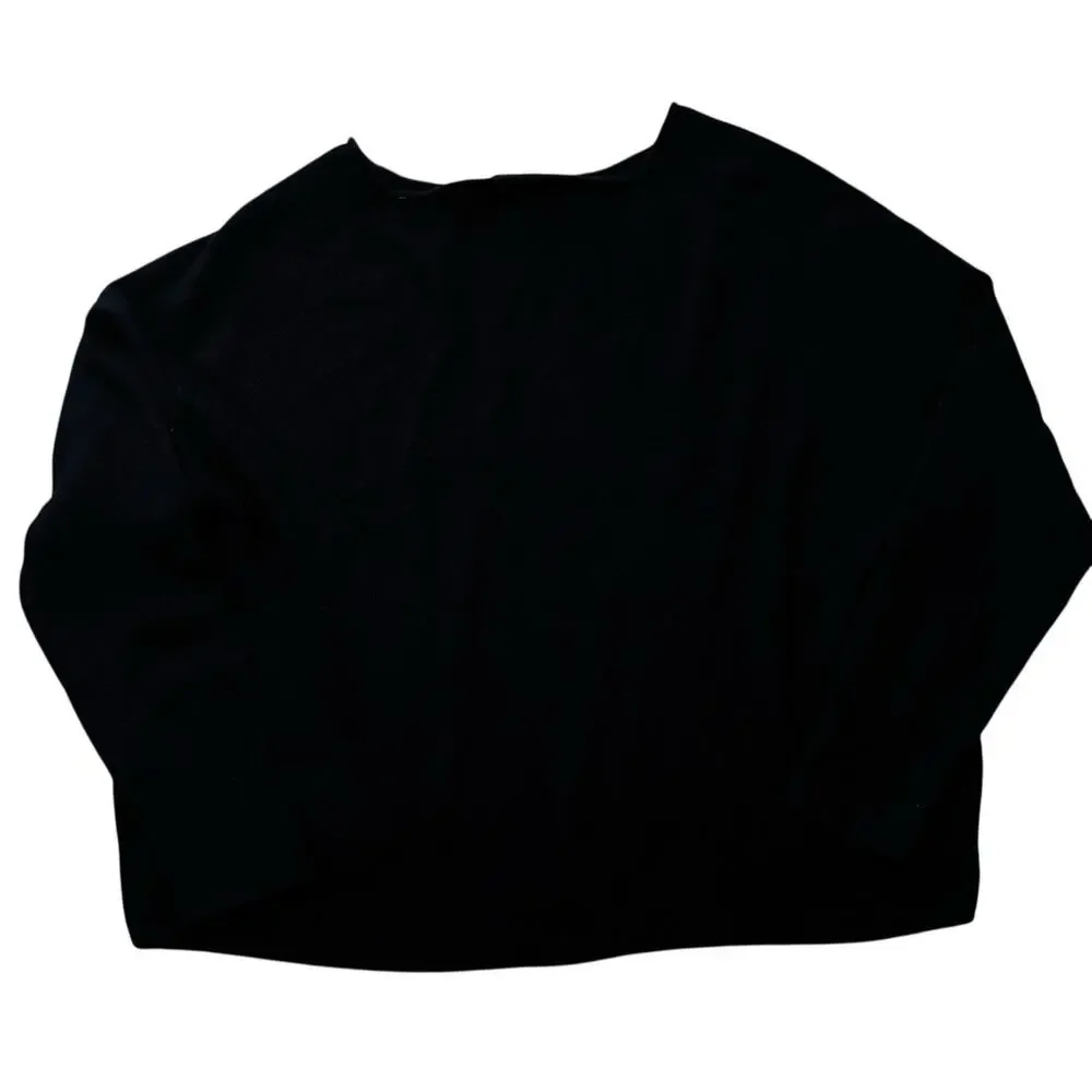 Quince Women's 100% Mongolian Cashmere Boatneck Sweater Black Large NWT - Picture 3 of 5